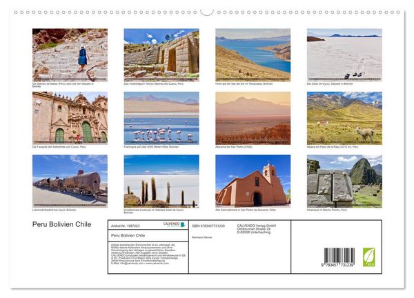 Produktbild: Peru Bolivien Chile (hochwertiger Premium Wandkalender 2026 DIN A2 quer), Kunstdruck in Hochglanz