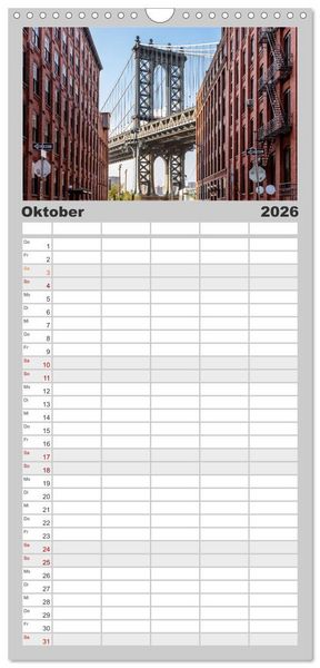 Produktbild: Familienplaner 2026 - New York City - Atemberaubende Ansichten mit 5 Spalten (Wandkalender, 21 x 45 cm) CALVENDO