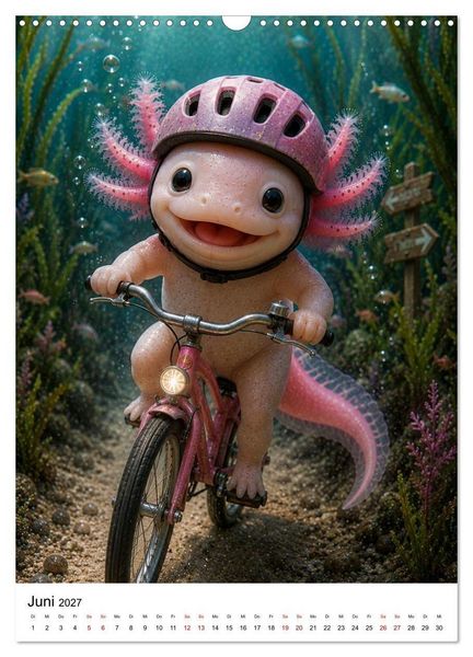 Produktbild: Axolotl durchs ganze Jahr (Wandkalender 2027 DIN A3 hoch), CALVENDO Monatskalender