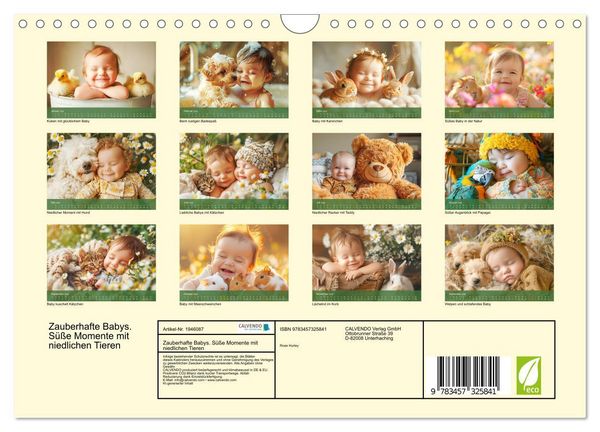 Produktbild: Zauberhafte Babys. S&uuml;&szlig;e Momente mit niedlichen Tieren (Wandkalender 2026 DIN A4 quer), CALVENDO Monatskalender