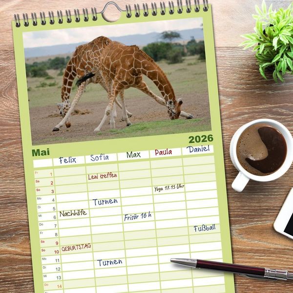 Produktbild: Familienplaner 2026 - Abenteuer Afrika - Im Paradies der Tiere mit 5 Spalten (Wandkalender, 21 x 45 cm) CALVENDO