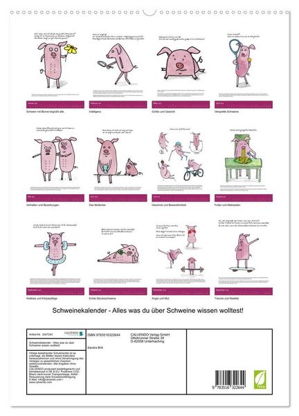 Produktbild: Schweinekalender - Alles was du &uuml;ber Schweine wissen wolltest! (hochwertiger Premium Wandkalender 2026 DIN A2 hoch), Kunstdruck in Hochglanz