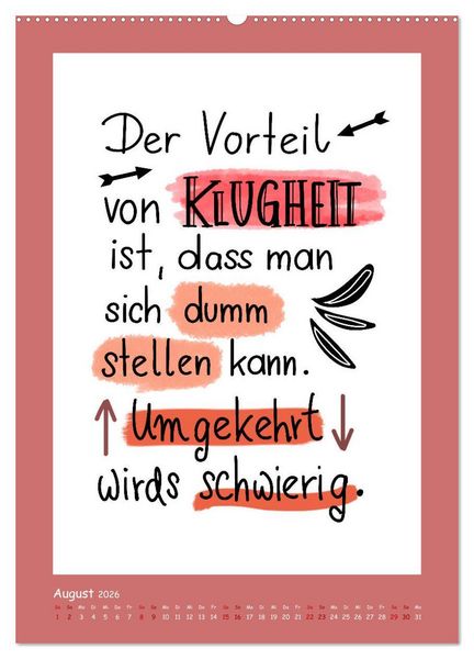 Produktbild: Nachgedacht-Spr&uuml;che und Zitate (Wandkalender 2026 DIN A2 hoch), CALVENDO Monatskalender