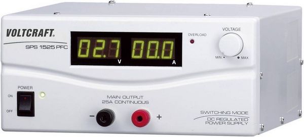 Produktbild: VOLTCRAFT SPS 1525 PFC Labornetzger&auml;t, einstellbar 3 - 15 V/DC 2 - 25 A 375 W Remote Anzahl Ausg&auml;nge 1 x