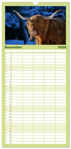 Produktbild: Familienplaner 2026 - Weiderinder im Frankenwald mit 5 Spalten (Wandkalender, 21 x 45 cm) CALVENDO