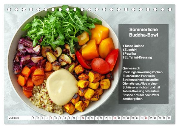 Produktbild: Veganes Soulfood - Leichte vegan Rezepte f&uuml;r jeden Monat (Tischkalender 2026 DIN A5 quer), CALVENDO Monatskalender