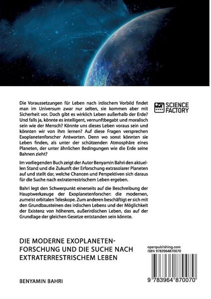 Produktbild: Die moderne Exoplanetenforschung und die Suche nach extraterrestrischem Leben
