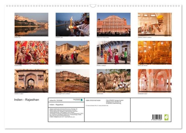Produktbild: Indien - Rajasthan (Wandkalender 2026 DIN A2 quer), CALVENDO Monatskalender