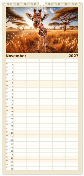Produktbild: Familienplaner 2027 - Baby-Tiere mit 5 Spalten (Wandkalender, 21 x 45 cm) CALVENDO