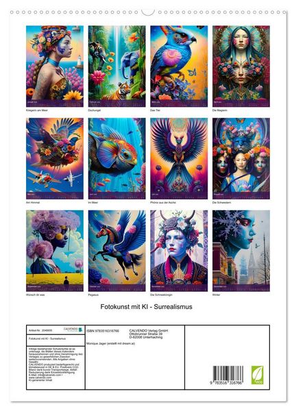 Produktbild: Fotokunst mit KI - Surrealismus (hochwertiger Premium Wandkalender 2026 DIN A2 hoch), Kunstdruck in Hochglanz