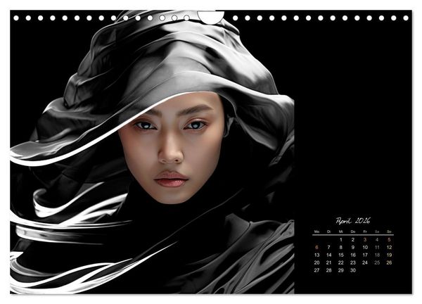 Produktbild: Haute Couture - Wei&szlig; trifft Schwarz (Wandkalender 2026 DIN A4 quer), CALVENDO Monatskalender