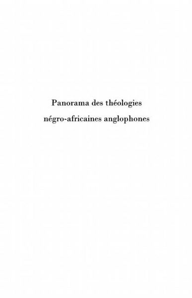 Produktbild: Panorama des theologies negro-africaines anglophones