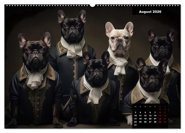 Produktbild: Franz&ouml;sische Bulldogge KI Digiart (hochwertiger Premium Wandkalender 2026 DIN A2 quer), Kunstdruck in Hochglanz
