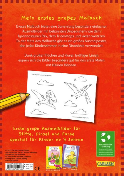 Ausmalbilder für Kita-Kinder: Mein erstes großes Malbuch: Dinosaurier