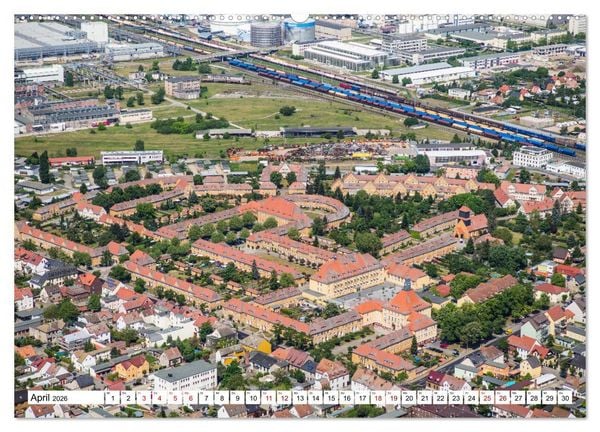 Produktbild: Lutherstadt Wittenberg - Stadt der Reformation aus der Vogelperspektive (hochwertiger Premium Wandkalender 2026 DIN A2 quer), Kunstdruck in Hochglanz