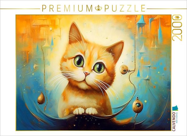 CALVENDO Puzzle Katze Im Stil von Salvador Dali | 2000 Teile Lege-Größe 90x67cm Foto-Puzzle für glückliche Stunden