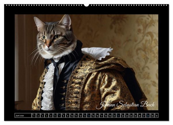 Produktbild: Katzen der Ber&uuml;hmtheiten - Ein Jahr voller ikonischer Schnurrhaare (Wandkalender 2026 DIN A2 quer), CALVENDO Monatskalender