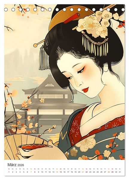 Produktbild: Geisha - Old School Poster Style (Tischkalender 2026 DIN A5 hoch), CALVENDO Monatskalender