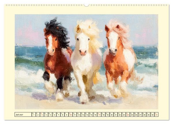 Produktbild: Zauberhafte Ponys. Kleine Pferdchen in lieblicher &Ouml;loptik (hochwertiger Premium Wandkalender 2027 DIN A2 quer), Kunstdruck in Hochglanz