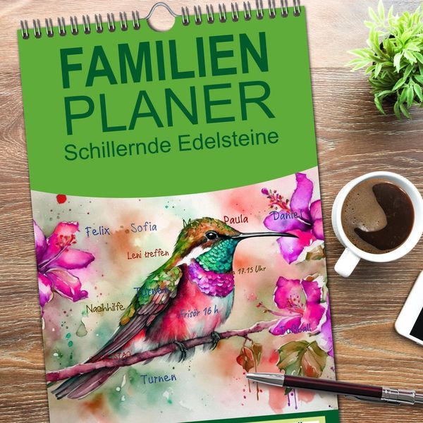 Produktbild: Familienplaner 2026 - Schillernde Edelsteine mit 5 Spalten (Wandkalender, 21 x 45 cm) CALVENDO