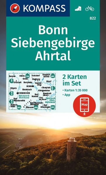 Produktbild: KOMPASS Wanderkarten-Set 822 Bonn, Siebengebirge, Ahrtal (2 Karten) 1:35.000