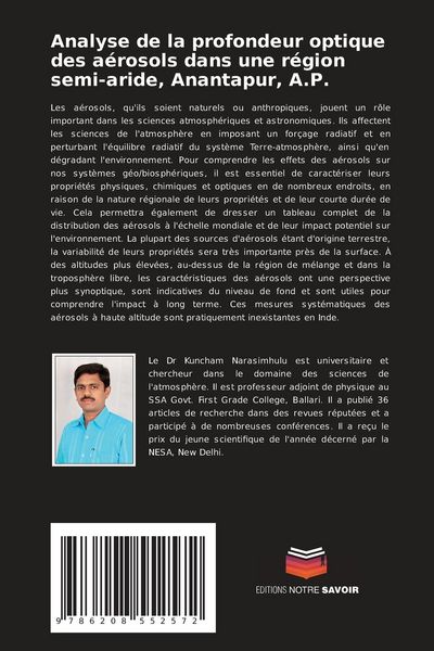 Produktbild: Analyse de la profondeur optique des a&eacute;rosols dans une r&eacute;gion semi-aride, Anantapur, A.P.