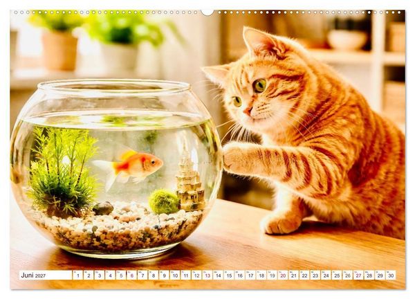 Produktbild: Rote Katzen (hochwertiger Premium Wandkalender 2027 DIN A2 quer), Kunstdruck in Hochglanz