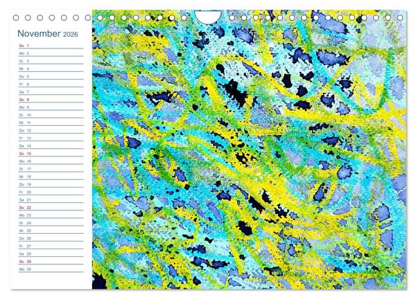 Produktbild: Jadegr&uuml;n und K&ouml;nigsblau - Zauberhafte Aquarellexperimente in Gr&uuml;n und Blau (Wandkalender 2026 DIN A4 quer), CALVENDO Monatskalender
