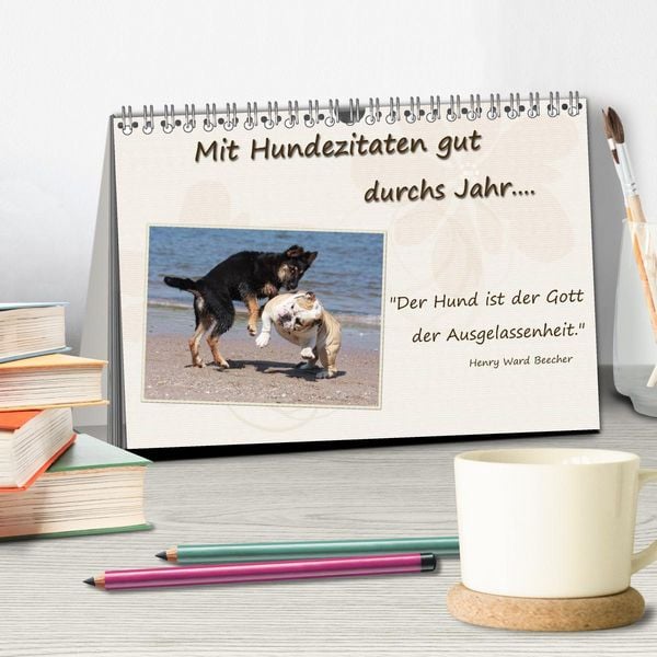 Produktbild: Mit Hundezitaten gut durchs Jahr (Tischkalender 2026 DIN A5 quer), CALVENDO Monatskalender