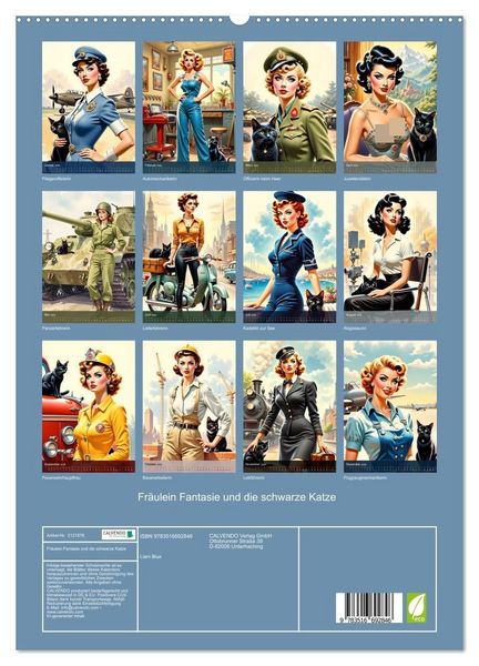 Produktbild: Fr&auml;ulein Fantasie und die schwarze Katze (hochwertiger Premium Wandkalender 2026 DIN A2 hoch), Kunstdruck in Hochglanz
