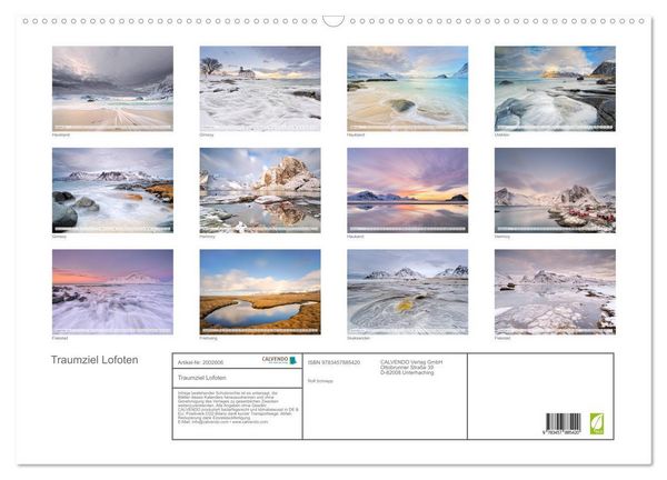 Produktbild: Traumziel Lofoten (Wandkalender 2026 DIN A2 quer), CALVENDO Monatskalender