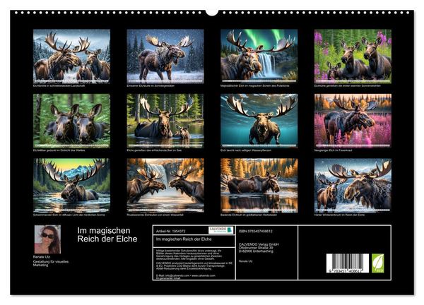 Produktbild: Im magischen Reich der Elche (hochwertiger Premium Wandkalender 2026 DIN A2 quer), Kunstdruck in Hochglanz