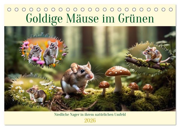 Produktbild: Goldige M&auml;use im Gr&uuml;nen (Tischkalender 2026 DIN A5 quer), CALVENDO Monatskalender