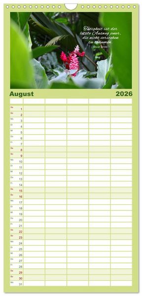 Produktbild: Familienplaner 2026 - Ruhe und Gelassenheit 2026 mit 5 Spalten (Wandkalender, 21 x 45 cm) CALVENDO