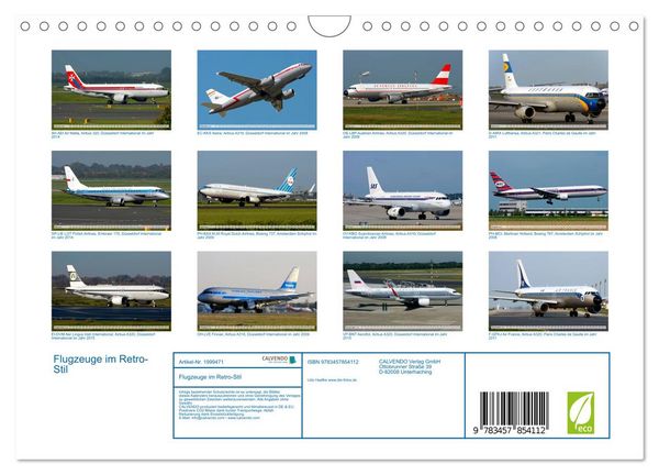 Produktbild: Flugzeuge im Retro-Stil (Wandkalender 2026 DIN A4 quer), CALVENDO Monatskalender