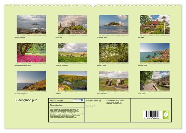 Produktbild: S&uuml;dengland pur (hochwertiger Premium Wandkalender 2026 DIN A2 quer), Kunstdruck in Hochglanz