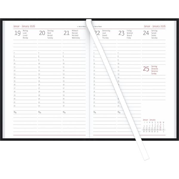 Campustimer Black - A6 Semester-Planer - Studenten-Kalender 2025/2026 - Notiz-Buch - schwarz - Weekly - Alpha Edition