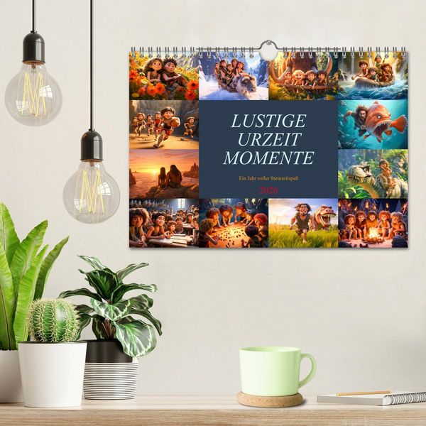 Produktbild: Lustige Urzeit Momente - Ein Jahr voller Steinzeitspa&szlig; (Wandkalender 2026 DIN A4 quer), CALVENDO Monatskalender