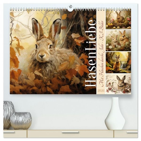 Produktbild: Hasenliebe (hochwertiger Premium Wandkalender 2026 DIN A2 quer), Kunstdruck in Hochglanz