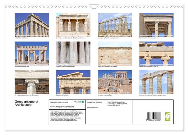 Produktbild: Gr&egrave;ce antique et Architecture (Calendrier mural 2026 DIN A3 vertical), CALVENDO calendrier mensuel