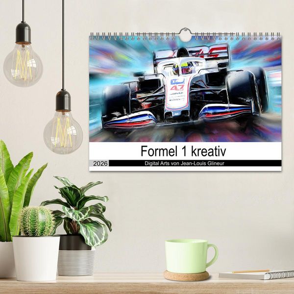 Produktbild: Formel 1 kreativ - Digital Art von Jean-Louis Glineur (Wandkalender 2026 DIN A4 quer), CALVENDO Monatskalender