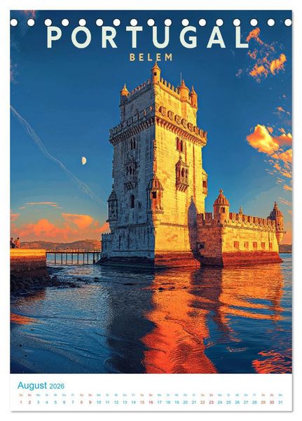 Produktbild: Portugal - Old School Poster Style (Tischkalender 2026 DIN A5 hoch), CALVENDO Monatskalender