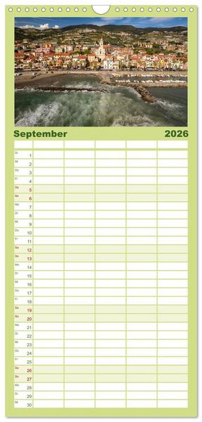 Produktbild: Familienplaner 2026 - Die Italienische Riviera - Ligurien mit 5 Spalten (Wandkalender, 21 x 45 cm) CALVENDO