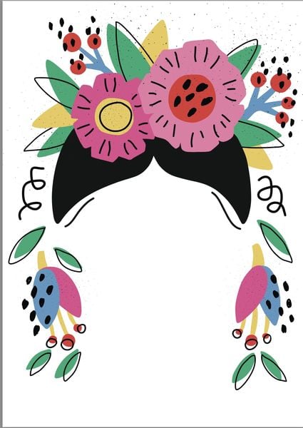 Produktbild: Design Paper Frida Kahlo DIN A6. Mit Handlettering-Grundkurs