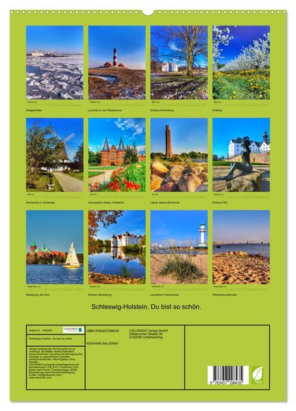 Produktbild: Schleswig-Holstein. Du bist so sch&ouml;n. (hochwertiger Premium Wandkalender 2026 DIN A2 hoch), Kunstdruck in Hochglanz