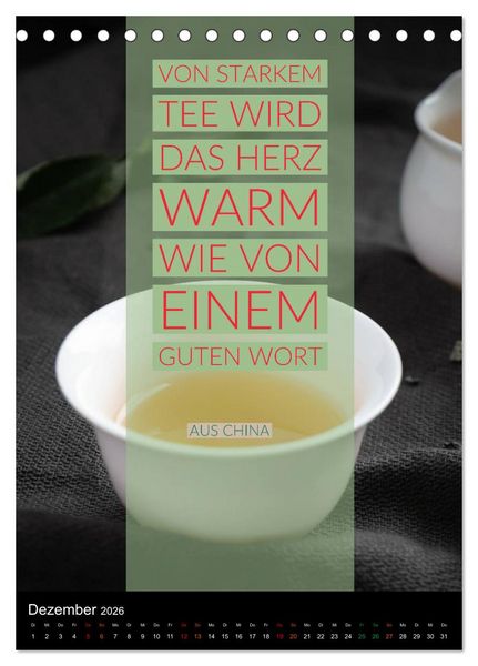 Produktbild: TEE Weisheiten und Zitate (Tischkalender 2026 DIN A5 hoch), CALVENDO Monatskalender
