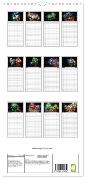 Produktbild: Familienplaner 2026 - Seitenwagen Motocross mit 5 Spalten (Wandkalender, 21 x 45 cm) CALVENDO