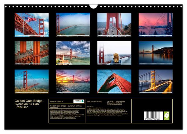 Produktbild: Golden Gate Bridge - Synonym f&uuml;r San Francisco (Wandkalender 2026 DIN A3 quer), CALVENDO Monatskalender