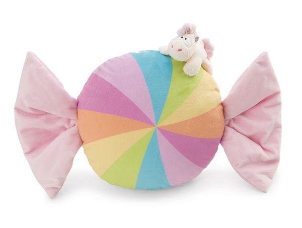 Produktbild: Kissen Bonbonf&ouml;rmig 45cm mit Kuscheltier Einhorn