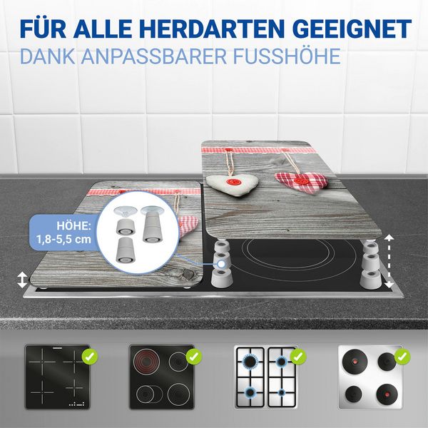 Produktbild: Herdabdeckplatte Universal Mod. Herzen, 2er Set, f&uuml;r alle Herdarten geeignet